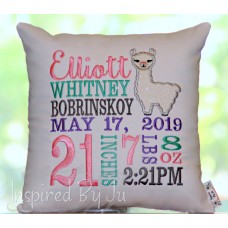 Llama - Birth Announcement Pillow